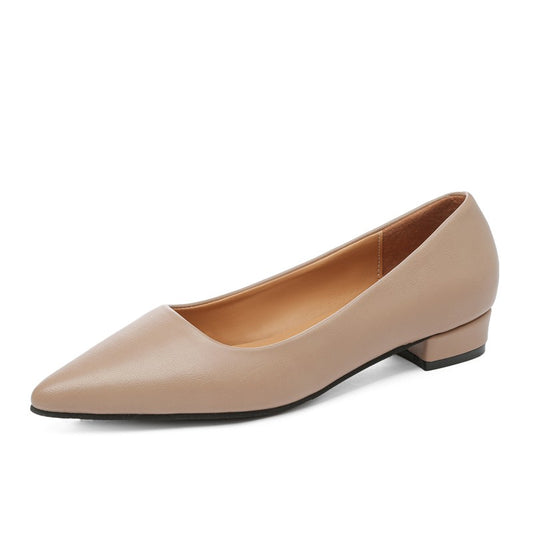 Sapatos Femininos de Couro Pequenos com Salto Quadrado de Boca Rasa e Bico Fino, Elegantes e Modernos, de Salto Alto, Sapatos de Festa Zapatos Mujer