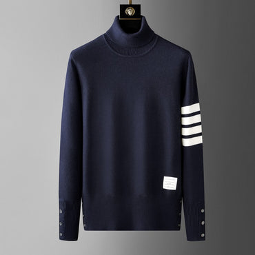 High end brand men's knitted sweater autumn and winter new item high-end striped design Korean version boutique casual pullover