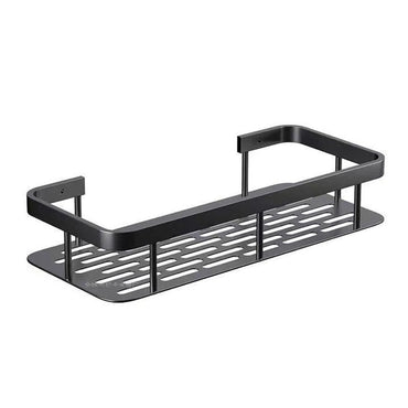 Black rectangular perforation-free bathroom storage rack Kitchen bathroom countertop wall hanging thick storage rack