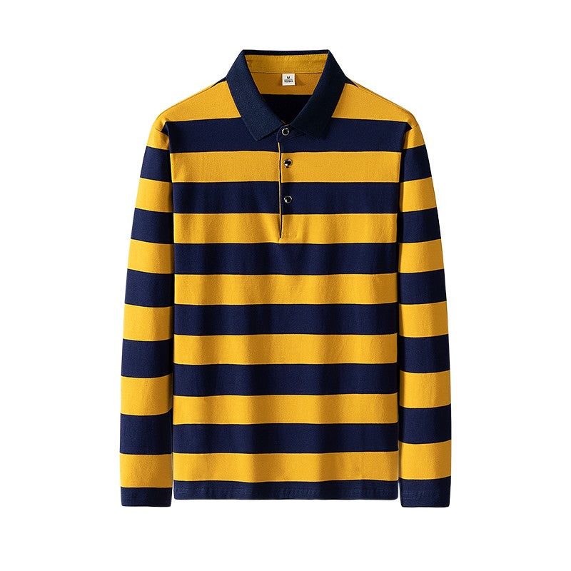 Men Polo Shirt Cotton Embroidery Long Sleeve Spring Stripe Polo Shirt Men Autumn Casual Fashion Polo Shirt Business T-shirts Men