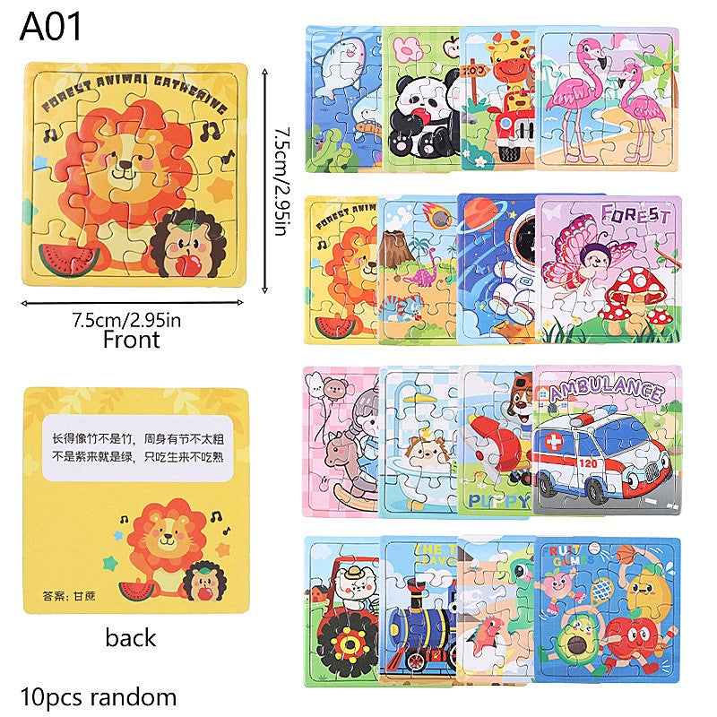 10/15/20/30/50pcs Mini Cartoon Animal Paper Jigsaw Puzzles Gifts Birthday Christmas New Year Party Rewards Pinata Fillers Random