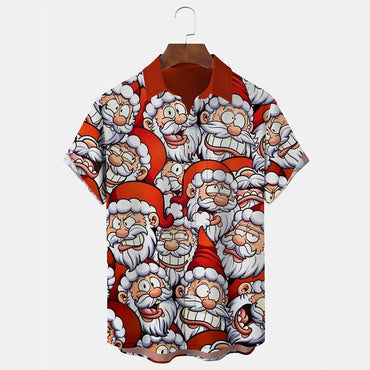 Christmas Humorous Funny Santa Claus Shirt For Men 3D Print Hip Hop Music Button Shirts Beer Party Fun Xmas Hawaii Shirt 2026