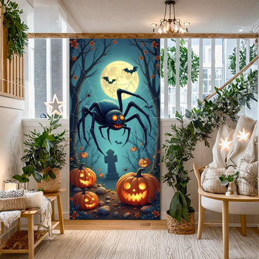 Happy Halloween Celebration Party Decoration Horror Skeleton Spooky Banner For Haunted House Door Cover Home Halloween Lining
