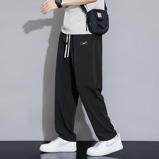 2025 Men's Casual Straight Pants Elastic Waist Jogger Korean Classic Blue Black Gray Male Brand Trousers Plus Size 4XL 5XL