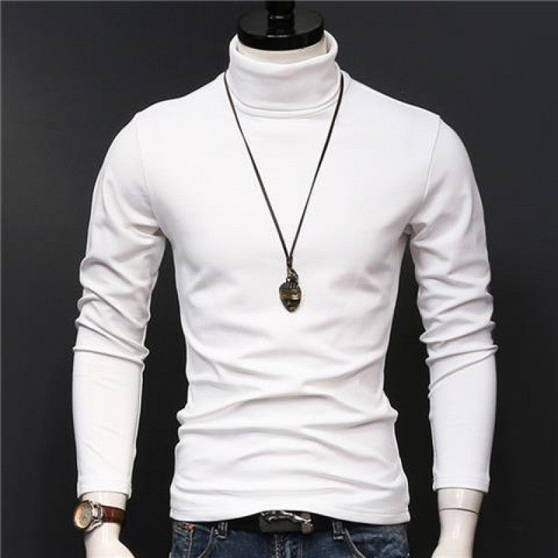 Hot Winter Warm Men Mock Neck Basic Plain T-shirt Blouse Pullover Long Sleeve Top Male Outwear Slim Fit Stretch Fashion Sweater