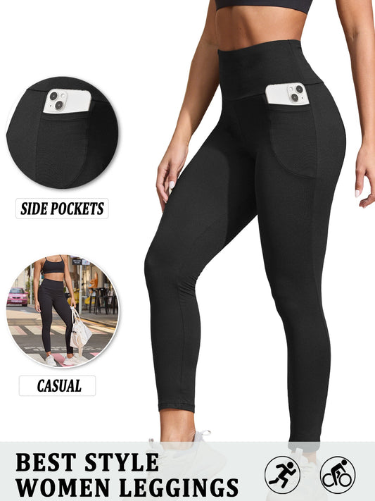 Super Soft Sports Leggings With Pockets For Women High Waisted Workout Yoga Running Push Up Gym Fitness Tight Pants Women's