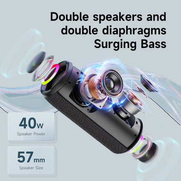 ZEALOT-S49PRO Portable Bluetooth Speaker 20W IPX6 Waterproof,Micro SD Card,AUX-in Plug,10H Playtime,RGB Light Wireless Stereo