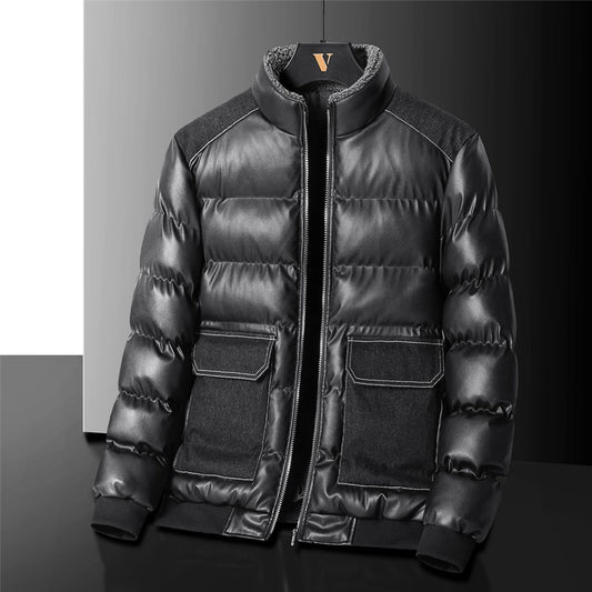 2024 Autumn/Winter New Men's Cowboy Coat Men's Youth Collar Jacket Men Single row Concealed Buckle Casual top big size