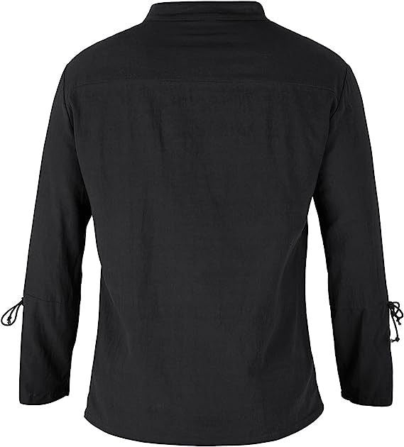 Cotton Linen Shirts for Men Medieval Costume Beach Tops Shirt Pull on Male Loose Casual Streetwear Cosplay Long Sleeve