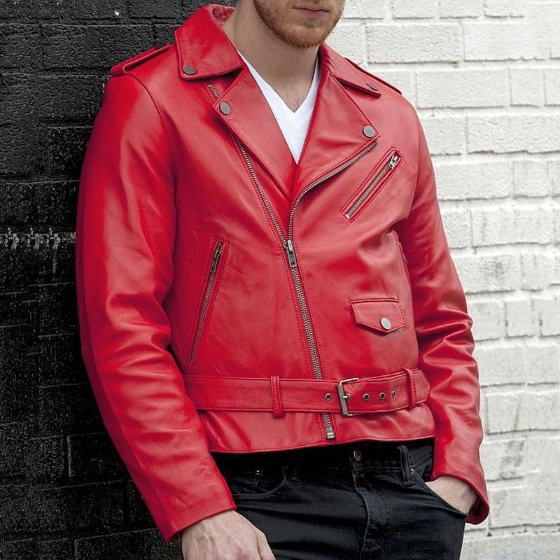 Locomotive Mens Leather Jackets Fashion Solid Casual Mens Jackets