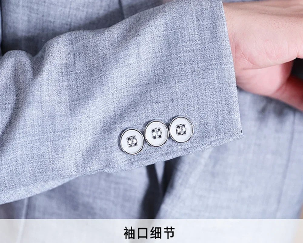 Men Blazer Slim Fit Fashion Business Handsome Gentleman Korean Version of British Style Leisure Slim Solid Color Wedding Work