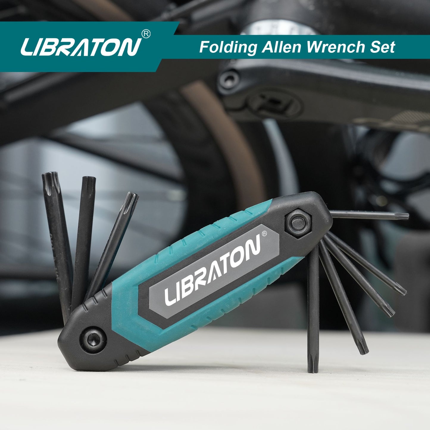 Chave Canivete Dobrável Libraton 8 em 1 Torx Hexagonal Allen Portátil Kit de Chaves Estrela Tamanhos T-9 a T-40 para Manutenção de Bicicletas