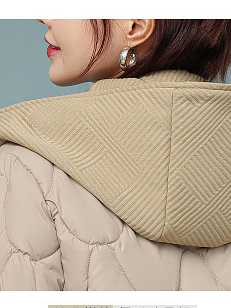 Fitshinling Fashion New In Warm Parkas Coat Outerwear Women Clothing Fake Two-piece Cotton Padded Quilted Winter Jacket Female