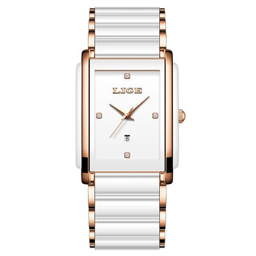 LIGE Fashion Elegant Watch for Women Japanese Movement Ceramics Strap Luxury Ladies Bracelet Quartz Watches Gifts Reloj Mujer