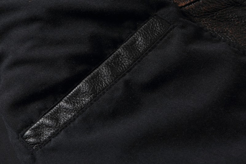 Vintage Heavyweight Cowhide Jacket, Distressed Genuine Leather Coat for Men with Stand Collar, Biker Motorcycle Leather Jacket