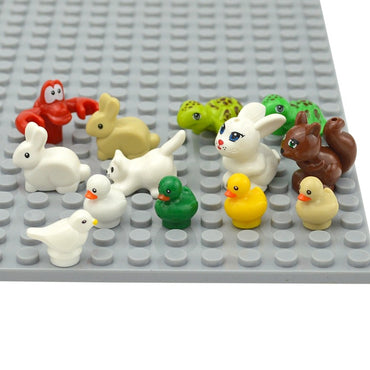 Modelo criativo "faça você mesmo" de blocos de montar MOC de bichinhos fofos, zoológico de animais de estimação, cachorro, pato, tartaruga, pinguim, gato, porco, pássaro, coelho, brinquedos