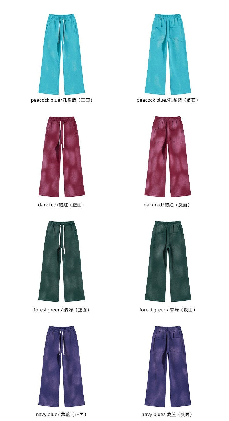 Autumn and winter 2024 new splash ink white spray-dyed loose plus velvet joggers
