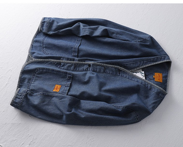 Amekaji Japan Retro Heavy Washing Workwear Clothes 100% Cotton Denim Jacket Men's Trendy Cardigan Top Taoist Robe Men's Jacket