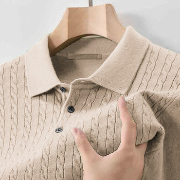 Animal Game Autumn Mens Casual Polo Sweater V Neck Lapel Knit Button Shirts Ribbed Dress Pullover Sweaters Outerwear Cold Blouse