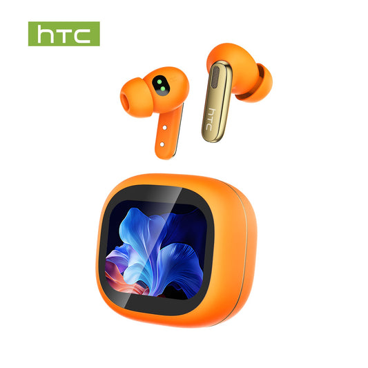 Bluetooth Headphones HTC Wireless Earphones Full HD LCD Display Earpiece Noise Canceling Earbuds Comfortable for Music Sport