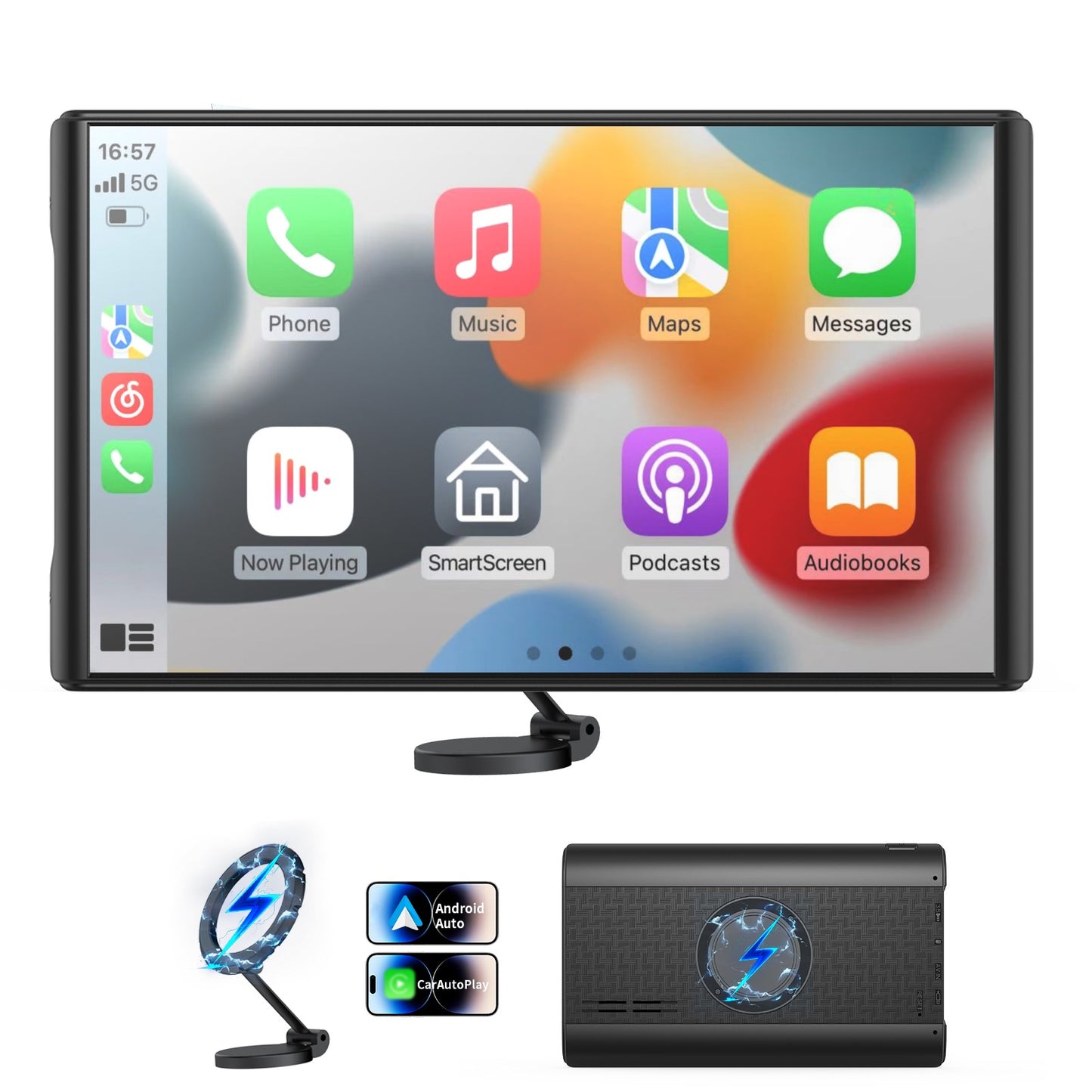 Wireless Apple Carplay Screen for Car Android Auto Magnetic Holder Portrait & Landscape Screen, GPS Navigation, Portable d