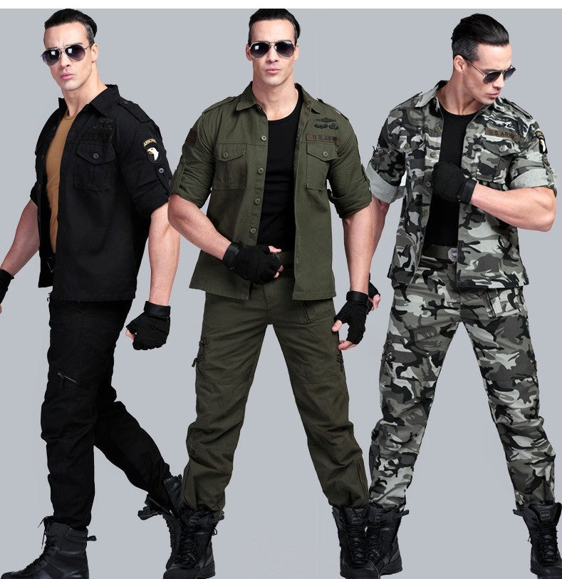 Short Sleeved Shirts Men Tactical T-shirt Spring Summer Workwear Cotton Vintage Shirt Army Embroidery Pocket Cargo Tees