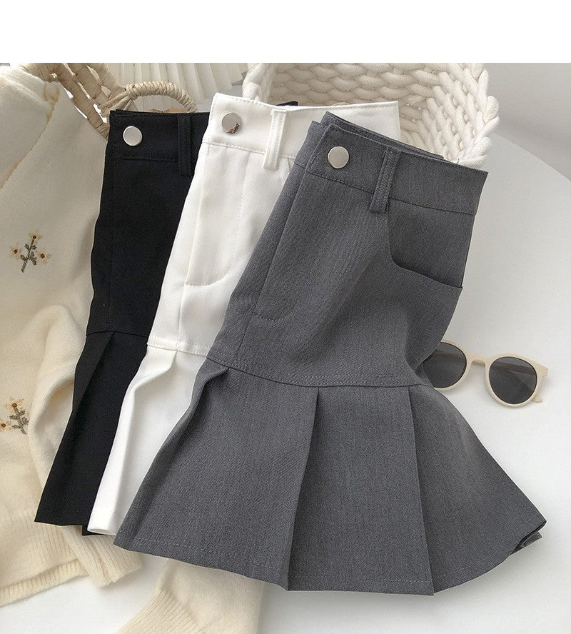 Y2K Vintage High Waist Pleated Skirt Women College Style Uniforms Safety Pants M
