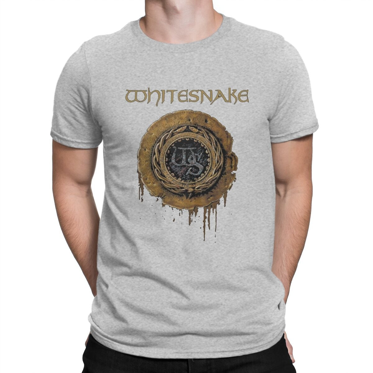 Whitesnake Creative TShirt for Men The Old Logo Round Neck Basic T Shirt Distinctive Birthday Gifts OutdoorWear