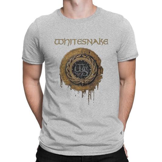 Whitesnake Creative TShirt for Men The Old Logo Round Neck Basic T Shirt Distinctive Birthday Gifts OutdoorWear