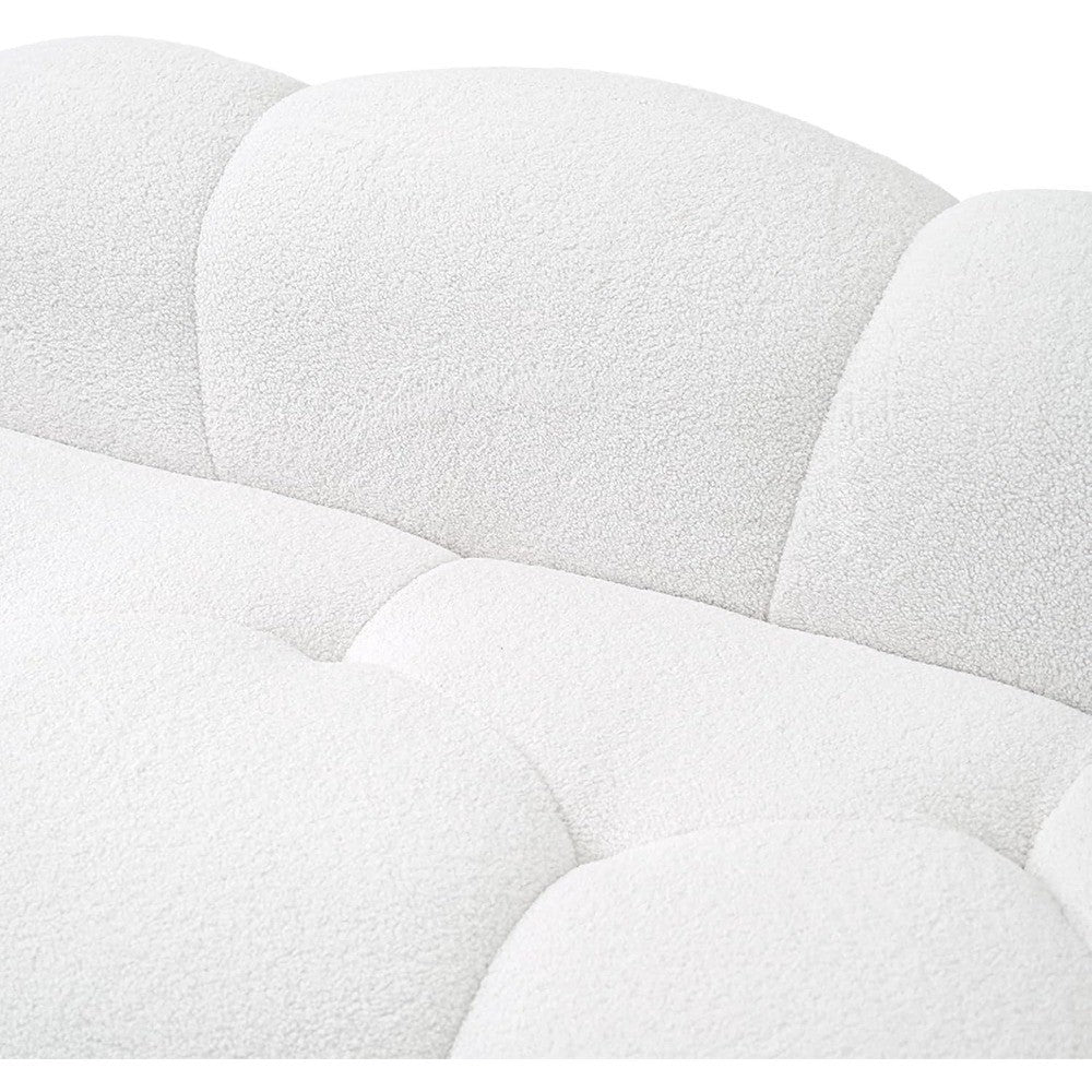 Cloud Shaped Floor Couches for Living Room, 90" Curved Boucle Sofa, Comfy Compressed Couch, Deep Seat Loveseat Sofa for Bedroom,