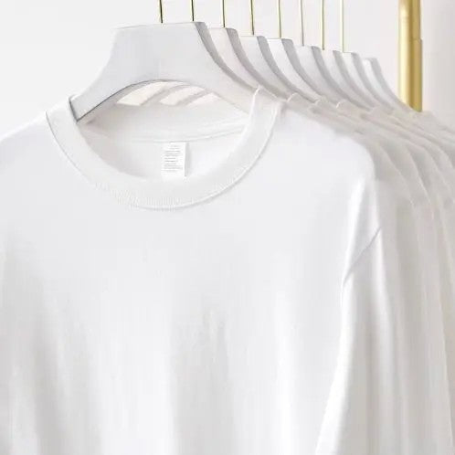 Cotton Solid Color Long-sleeved T-shirt Spring Autumn O-neck Bottoming Tops Men Women Purple Heavy Casual T-shirts for Couples