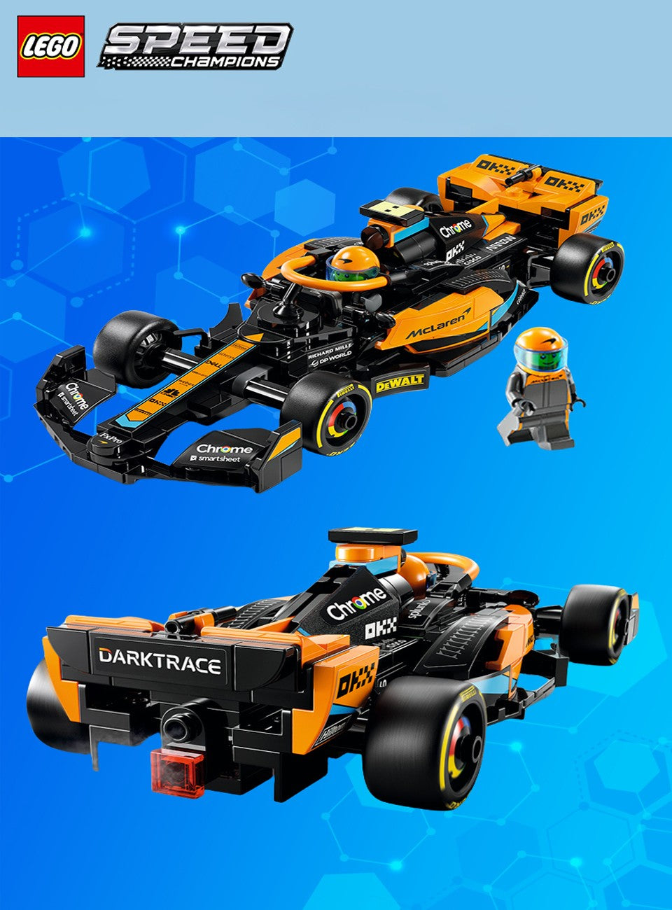 LEGO 76919 Speed Champions 2023 McLaren Carro de Corrida de Fórmula 1 Brinquedo para Brincar e Exibir, Conjunto de Brinquedo Montável McLaren para Crianças