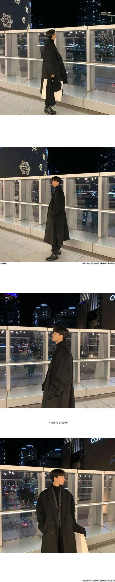 IEFB Korean Style Men's Fashion Tide Woolen Coat Single Breasted Overcoat 2025 Autumn New Stylish Trench Casual Loose Fit 9D1655