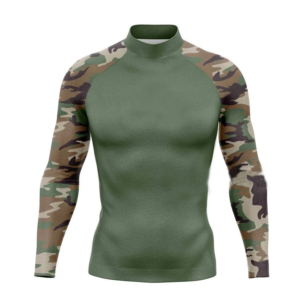 New Men's Surfing Shirt Spray Camo Lycra Rashguard Surf Sportswear Beach UV Swimwear UPF50+ Clothes