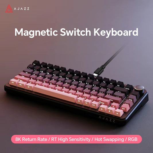 AJAZZ AK820 MAX HE Teclado Gamer Magnético de Efeito Hall, Acionamento Ajustável, Taxa de Sondeo de 8KHz, Gasket, Teclado com Fio