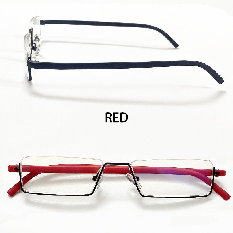 May Flower Metal Anti-Blue Light Reading Glasses Men Half Frame Prescription Eyeglasses Male TR90 Eyewear With Case óculos +1.75