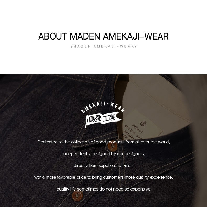 Maden Retro Thin Long-sleeved Denim Shirts Single-breasted Lapel Collar Stitch Design Cotton Men's Spring and Autumn Blouses