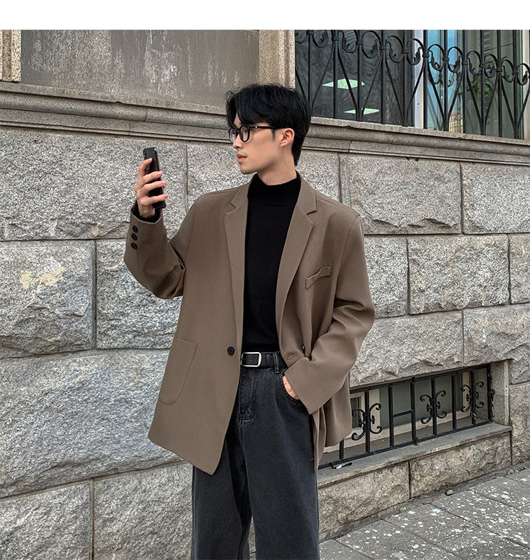 2024 Spring Summer Men Formal Blazers Men Korean Fashion Loose Casual Dress Jacket Men Harajuku Social Suit Jacket Clothing