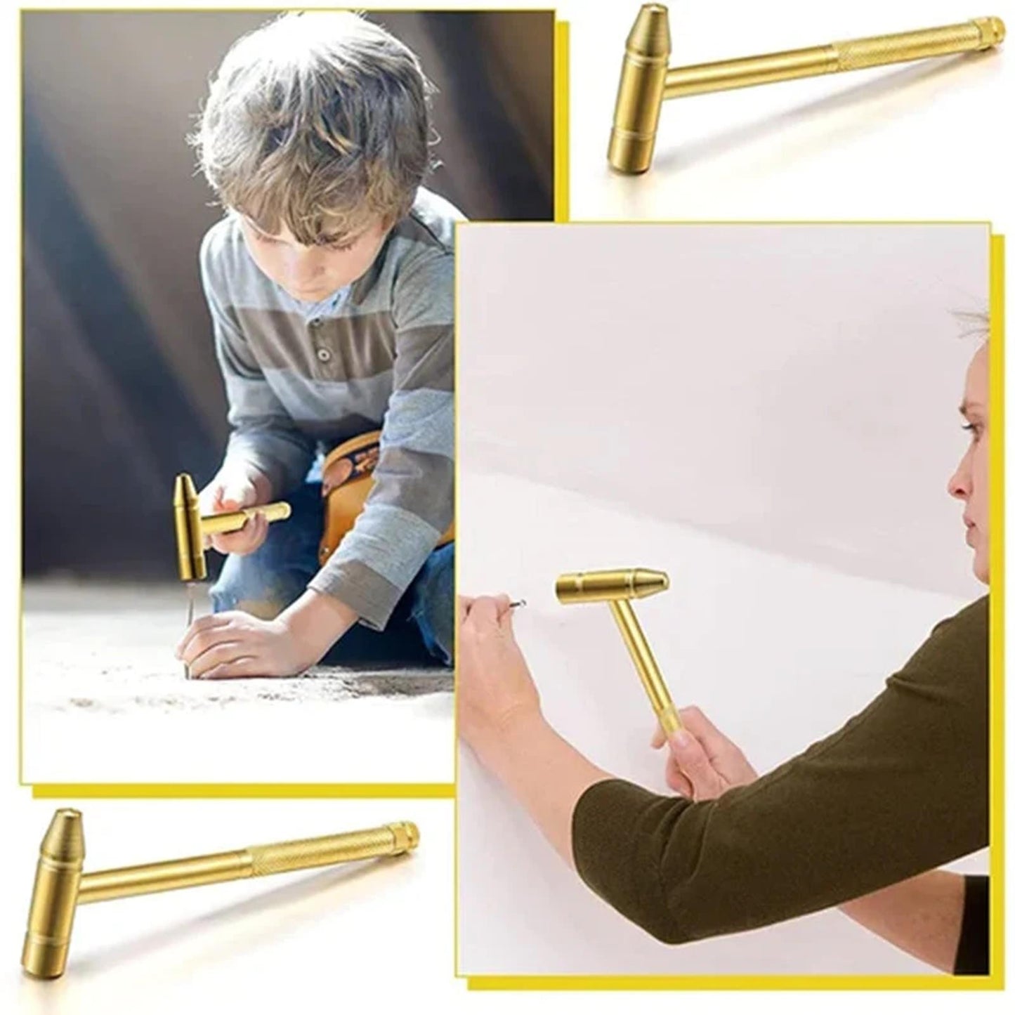 Martelo de Cobre Martelo Dourado Doméstico 6 em 1 Mini Martelo Multifuncional de Latão e Chave de Fenda Ferramentas Manuais Ideais para Relojoeiros Joalheiros