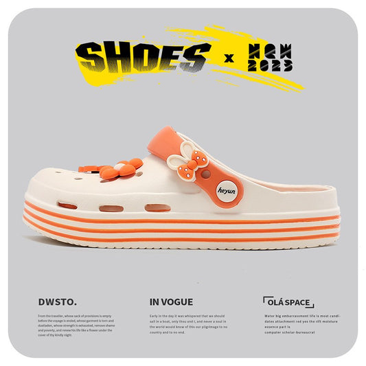 Women's Cute Platform Garden Clogs, Solid Color Closed Toe Non-slip Sandals, Indoor & Outdoor Slides