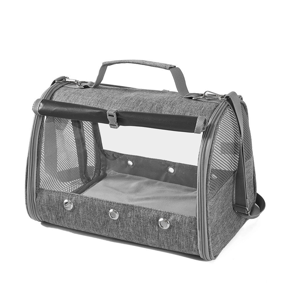 Gaiola de Pássaro para Transporte de Papagaio com Poleiro e Bandeja para Pássaros Pequenos Animais Periquito Agapornis Calopsita Cinza Africano Bolsa de Viagem para Animais de Estimação