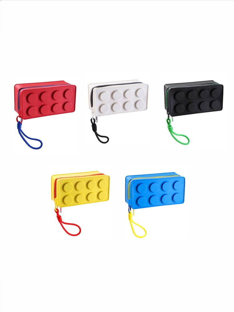 Creative Building Block Shaped Handbag Pen Storage Bag with Rope Portable Stationery Organizer Pencil Case Sundries Organizer