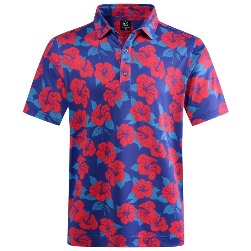 Hawaiian Plants Polo Shirt Man Summer 3D Print Leaves Flower Short Sleeve Golf Polo Shirts Oversized Street Tops Shirt Clothes