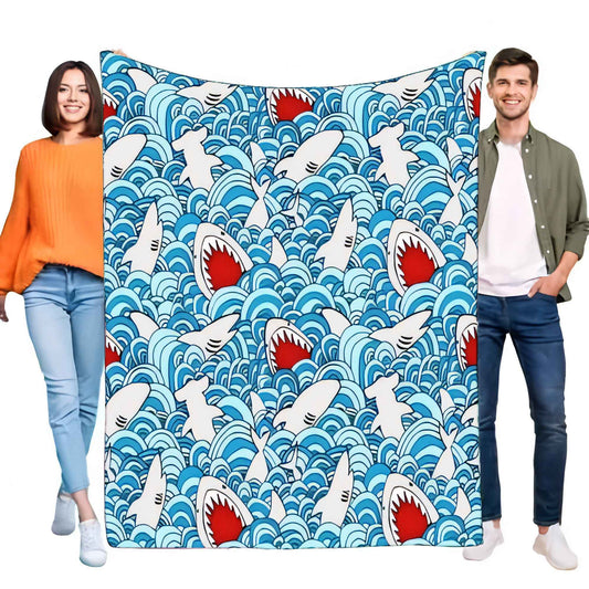 Shark Waves Throw Blanket Soft Cozy Lightweight Bed Sofa Cover Perfect for Home Decor and Beach Lovers Gift
