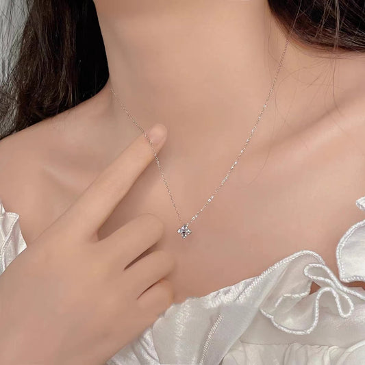 LGKGL Read S925 Sterling Silver Plated 18K Gold Sparkling Zircon Flower Necklace for Women Girl Exquisite Party Jewelry Gifts