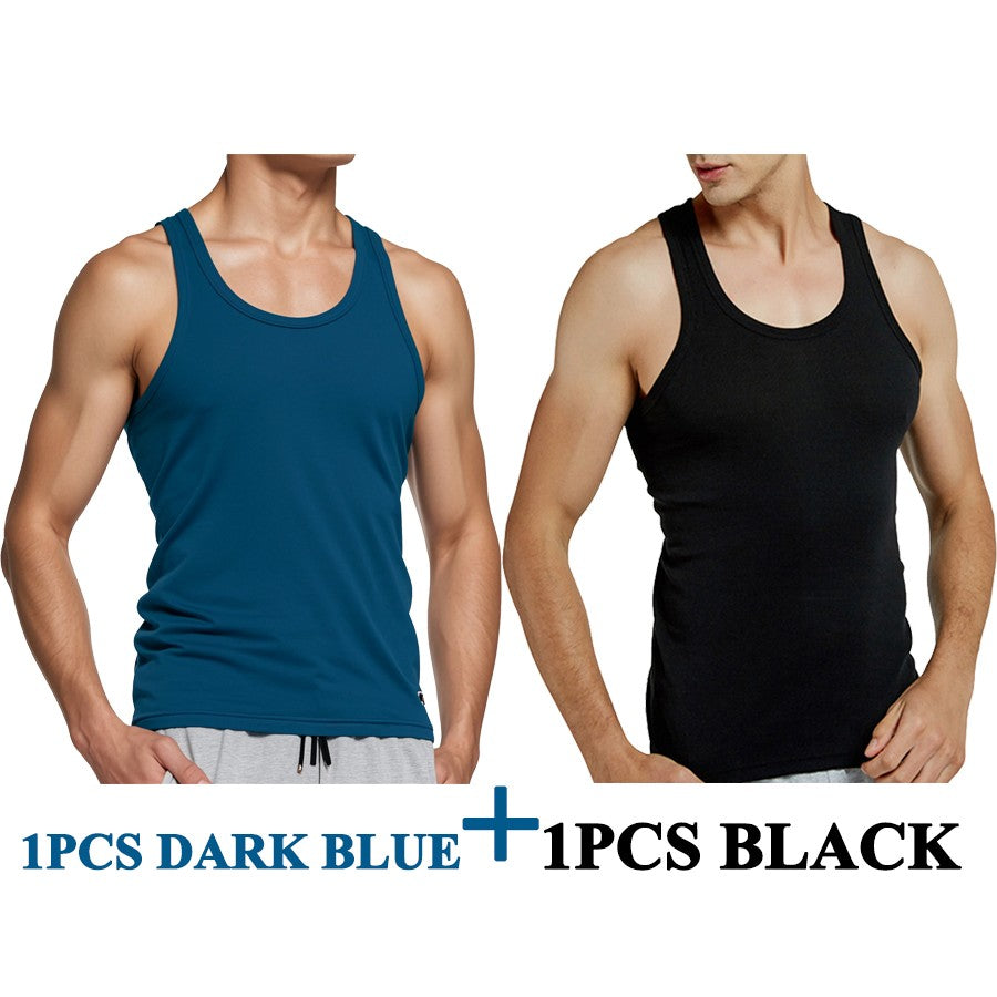 Tank Tops Men New 100% Cotton Solid Vest Mens Slim Casual Breathable Sleeveless
