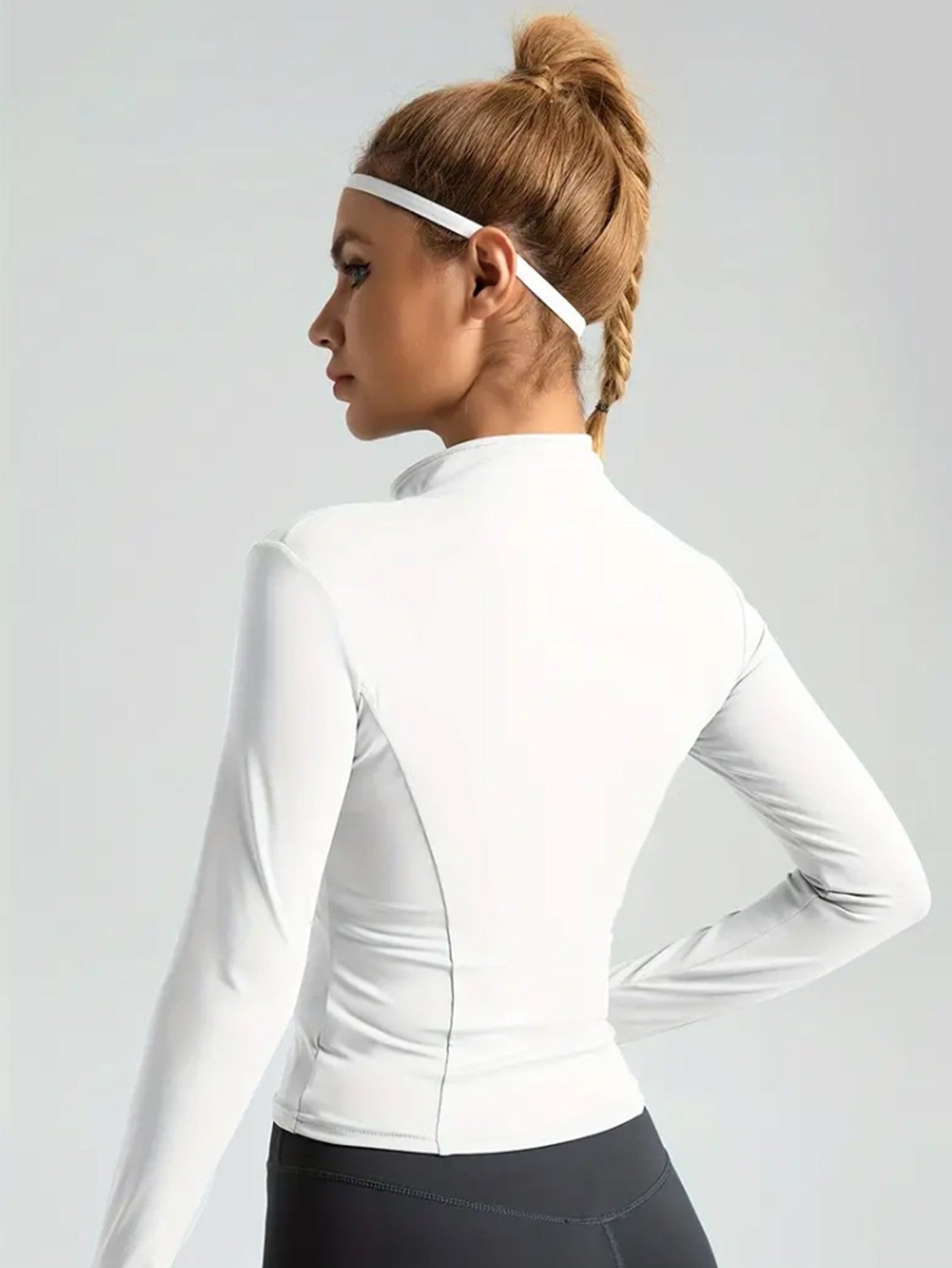 Yoga roupas femininas outono e inverno esportes yoga casaco gola alta manga longa top Pilates treinamento corrida fitness roupas