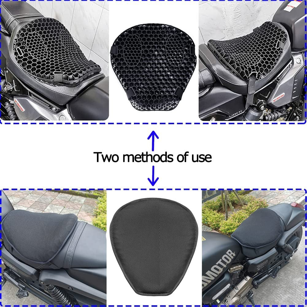 Capa de Almofada de Assento de Motocicleta Cruiser Esportiva para Viagens, Selim Redutor de Pressão, Amortecedor, Protetor de Assento de Motocicleta com Almofada de Ar