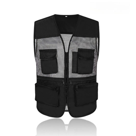 Colete Masculino Multibolsos em Tela - Leve e Respirável para Pesca e Fotografia com Alças Ajustáveis
