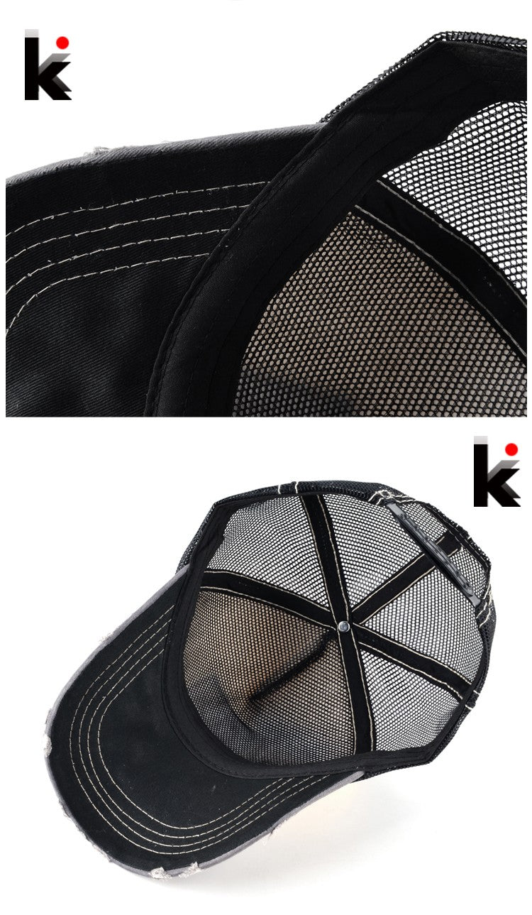 Boné Unissex Fashion com Bordado de Lobo e Ossos Hip Hop Chapéus de Beisebol de Malha Respirável Masculino Feminino Casquette Boné de Caminhoneiro de Verão Gorras